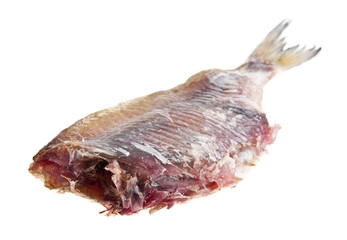 jerky fish isolated on white background closeup