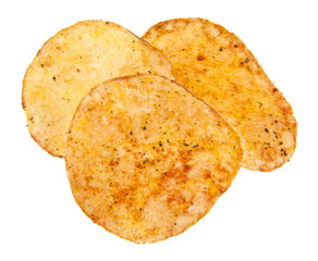 chips isolated on a white background closeup