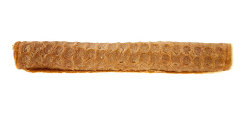 Wafer tubes with stuffing isolated on white background closeup