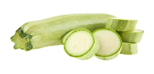 zucchini isolated on a white background closeup