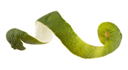 peel of lime isolated on white background closeup