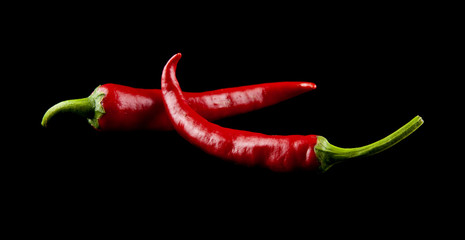 red pepper on a black background closeup