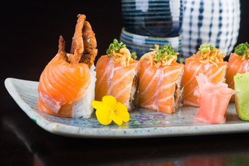 japanese cuisine. sushi on the background