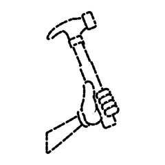 Glove holding hammer icon vector illustration graphic design