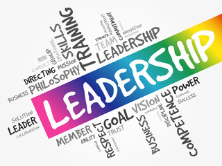 LEADERSHIP word cloud collage, business concept background