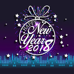 Fototapeta na wymiar Happy New Year 2018 with fireworks background