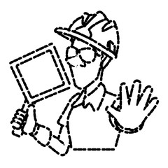 Cartoon worker with tool icon vector illustration graphic design