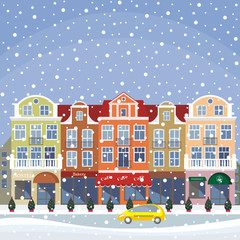 Obraz na płótnie Canvas The image of a winter town. Vector background.