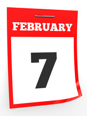 February 7. Calendar on white background.