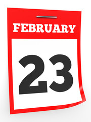 Fototapeta premium February 23. Calendar on white background.