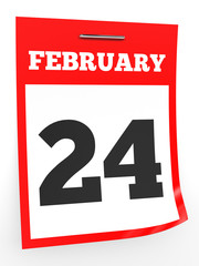 February 24. Calendar on white background.