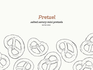 mini salt pretzel, hand draw sketch vector