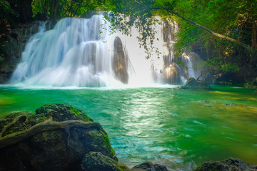 Huai Mae Khamin Waterfall in Kanchanaburi, Thailand