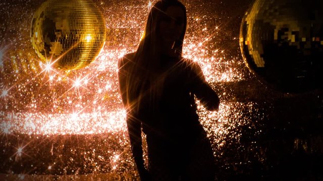 almost naked sexy dancer with discoball