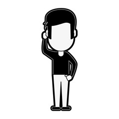 man avatar using cellphone icon image vector illustration design