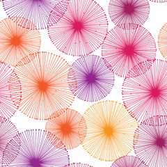 Seamless colorful pattern with dandelions on a white background. Vector repeating texture.