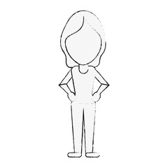 woman with hands on hips avatar full body icon image vector illustration design