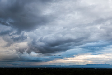 colorful dramatic sky with cloud at sunset.