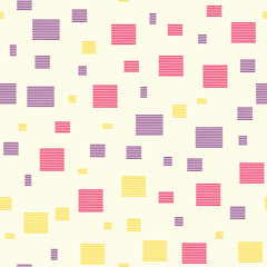 Seamless pattern with small rectangles made of stripes on a beige background. Repeating vector pattern.