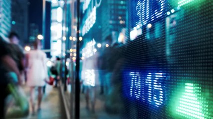 Stock market in the city. 4K Time lapse - Powered by Adobe