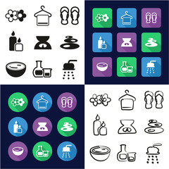 Spa Icons All in One Icons Black & White Color Flat Design Freehand Set