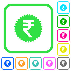 Indian Rupee sticker vivid colored flat icons icons