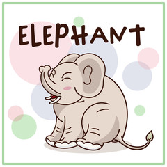 Elephant cartoon in doodle style, Cute baby elephant cartoon for kids.