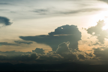 colorful dramatic sky with cloud at sunset.