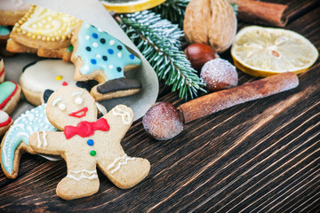 homemade biscuits made for the feast of Christmas. Christmas decorations for the holiday