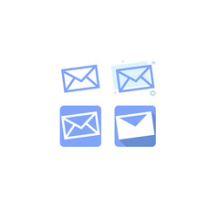 Mail envelope blue icon set design. on white background. vector illustration. logo. web. Symbols