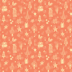 Christmas doodles seamless pattern