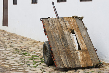 Old two wheel wagon in Villa de Leyva, Colombia