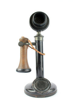 Old Fashioned Telephone and Receiver on White Background