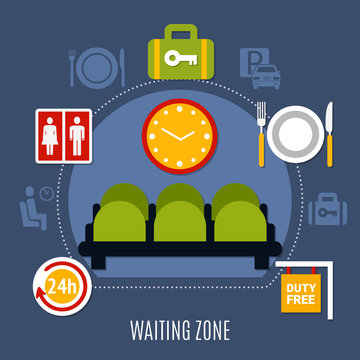 .Airport Waiting Zone Flat Poster