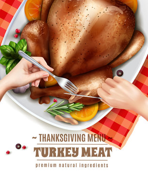 Realistic Turkey Hands Composition