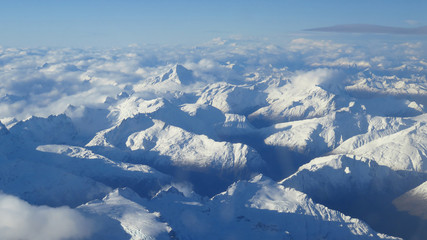 Snow-Covered Mountains Seen from the Sky