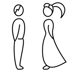 Mann und Frau / Hochzeit / Toiletten Zeichen 