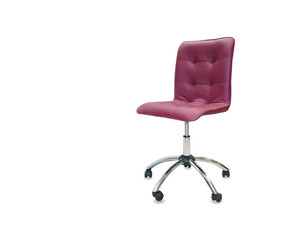 The office chair from red leather. Isolated