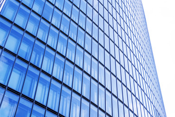 Fototapeta na wymiar Low angle view of financial district skyscraper glass