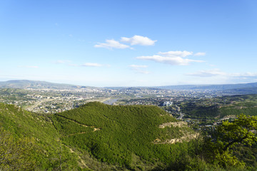 Fototapeta premium View from the hill to Tbilisi City