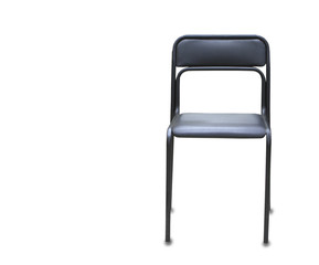 The office chair from black leather. Isolated