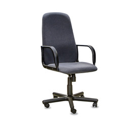 Modern office chair from gray cloth over white