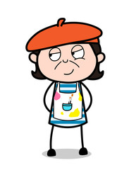 Slightly Smiling Face - Cartoon Artist Vector Illustration