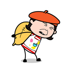 Carrying Lots of Burden - Cartoon Artist Vector Illustration