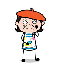 Crying Face with Tears on Face - Cartoon Artist Vector Illustration