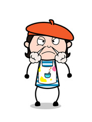Angry Face with Steam from Nose - Cartoon Artist Vector Illustration