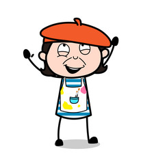 Raising Hands with Laughing Face - Cartoon Artist Vector Illustration