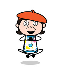 Dollar Eyes Face - Cartoon Artist Vector Illustration