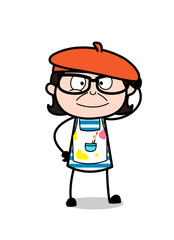 Big Eye Wear on Face - Cartoon Artist Vector Illustration