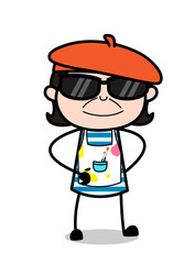 Fancy Sunglasses on Face - Cartoon Artist Vector Illustration